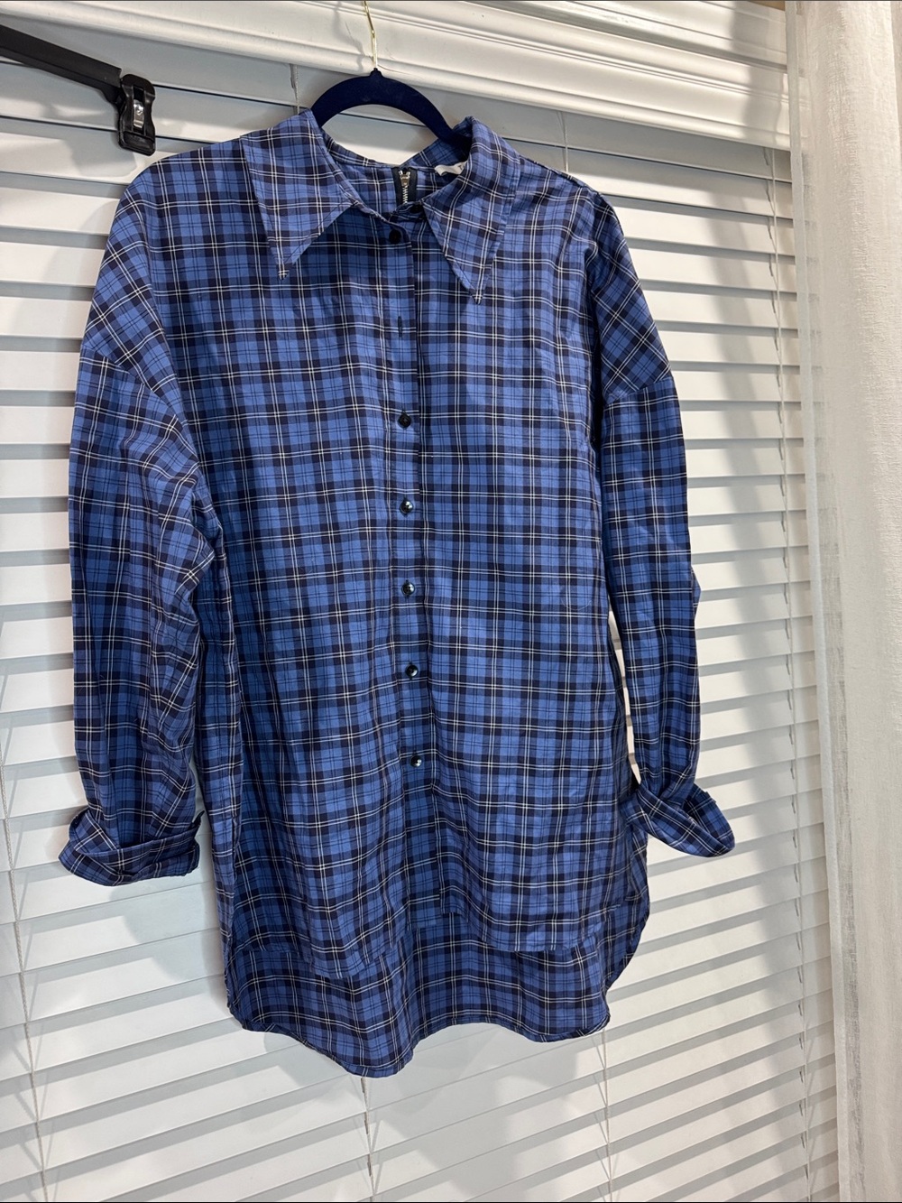 Tibi Blue Plaid Button-Down Shirt